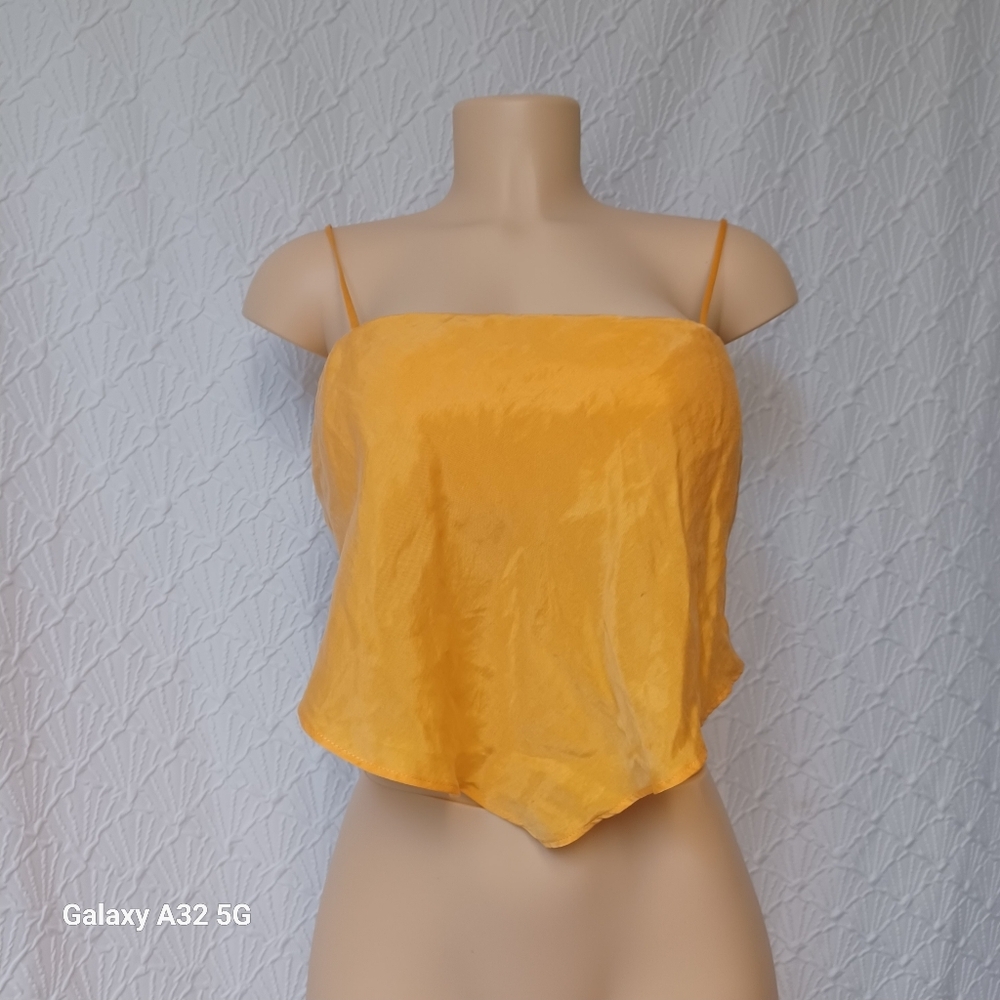 Zara Women Size S Yellow Asymmetrical Crop Camisole